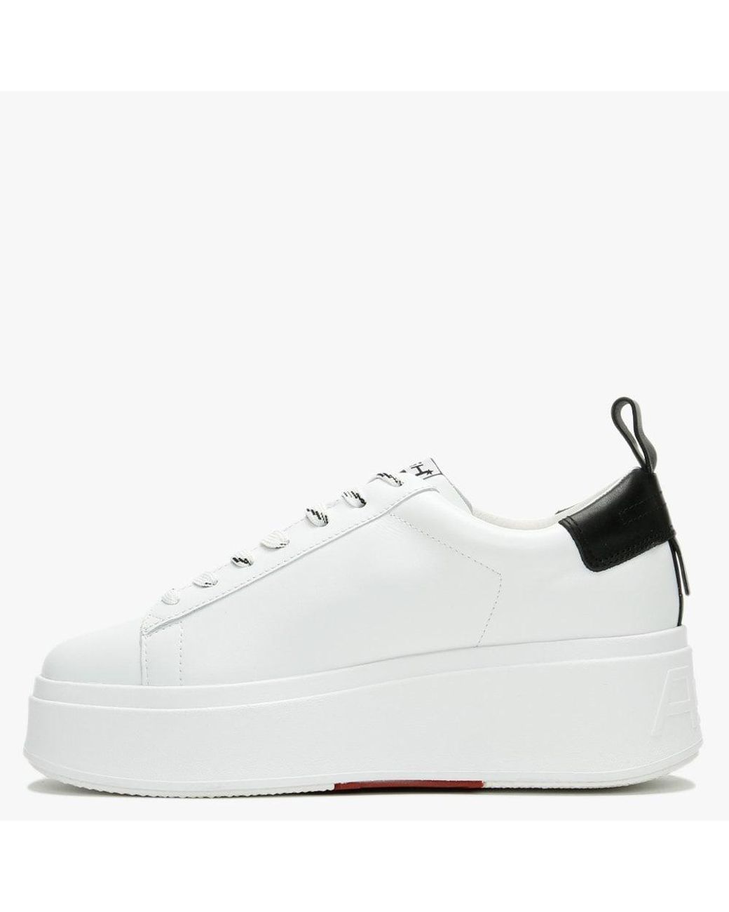 white leather platform trainers