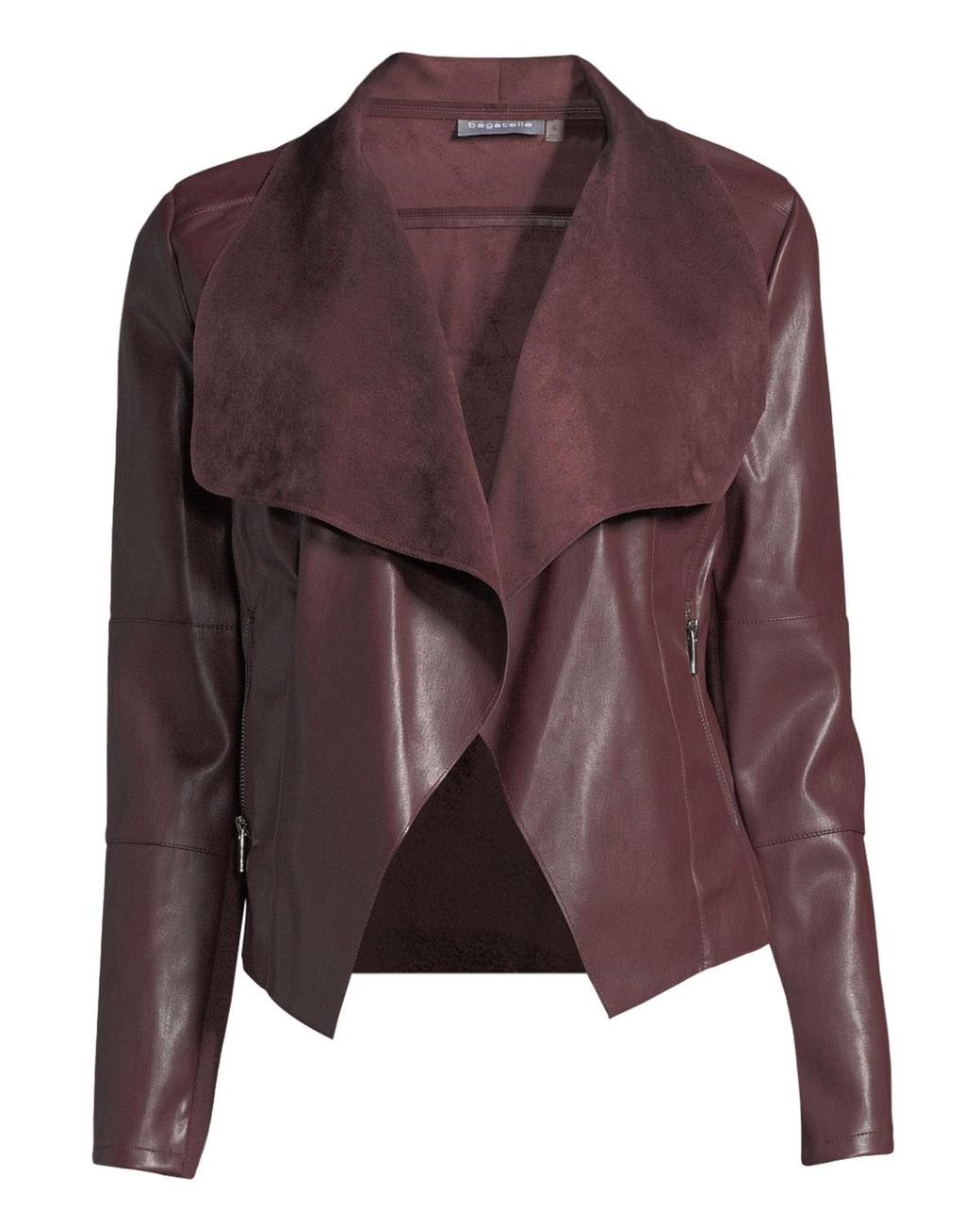 Bagatelle Long Sleeve Faux Leather Draped Jacket In Green Lyst
