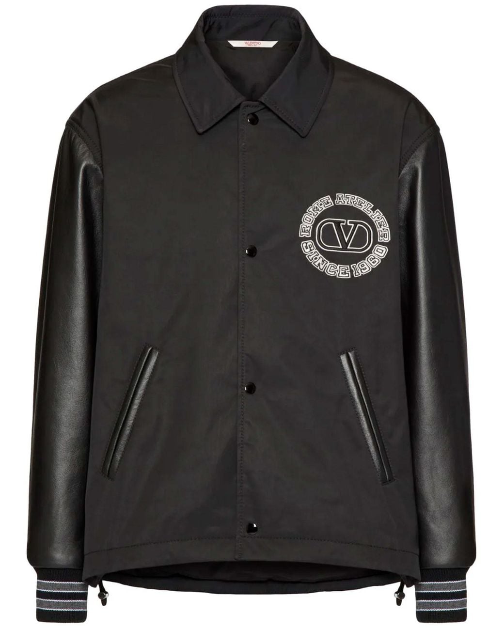 Valentino Garavani Black Nylon Track Bomber Jacket for men