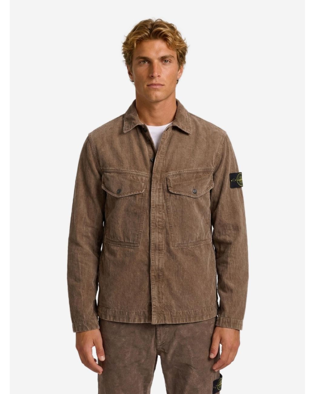 Stone Island Brown Lead Overshirt for men