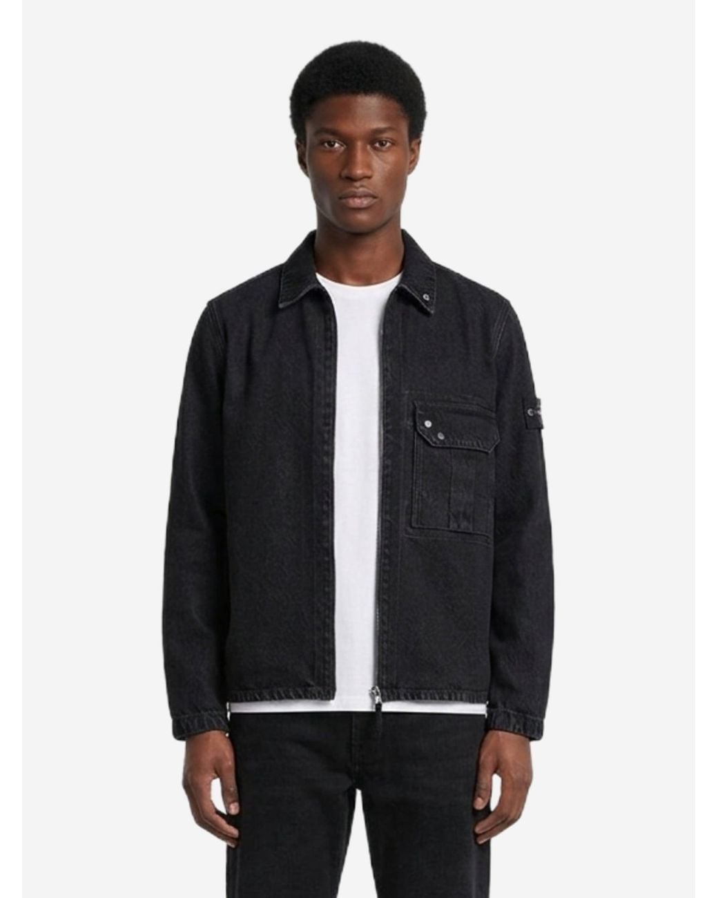 Stone Island Blue Denim Overshirt for men