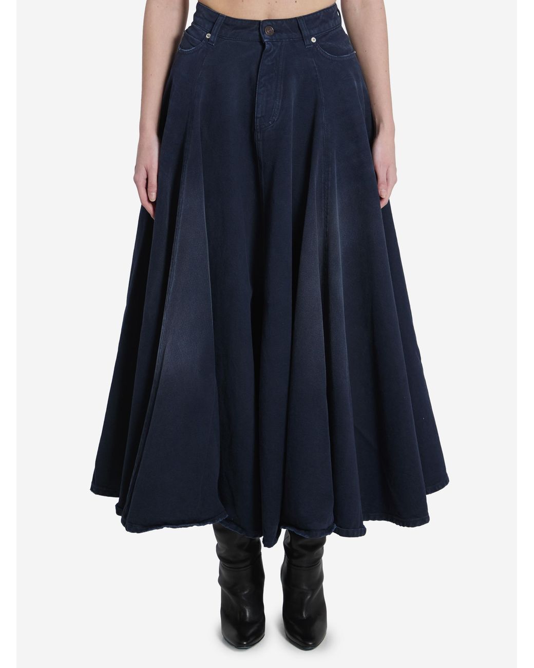 Balenciaga Blue Godet Maxi Skirt