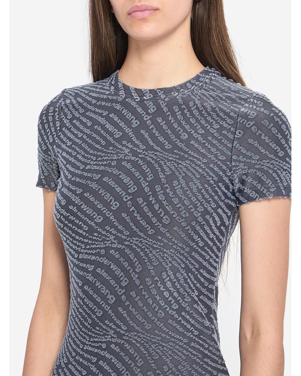 Alexander Wang Grey Logo Jacquard Shrunken Minidress in Blue