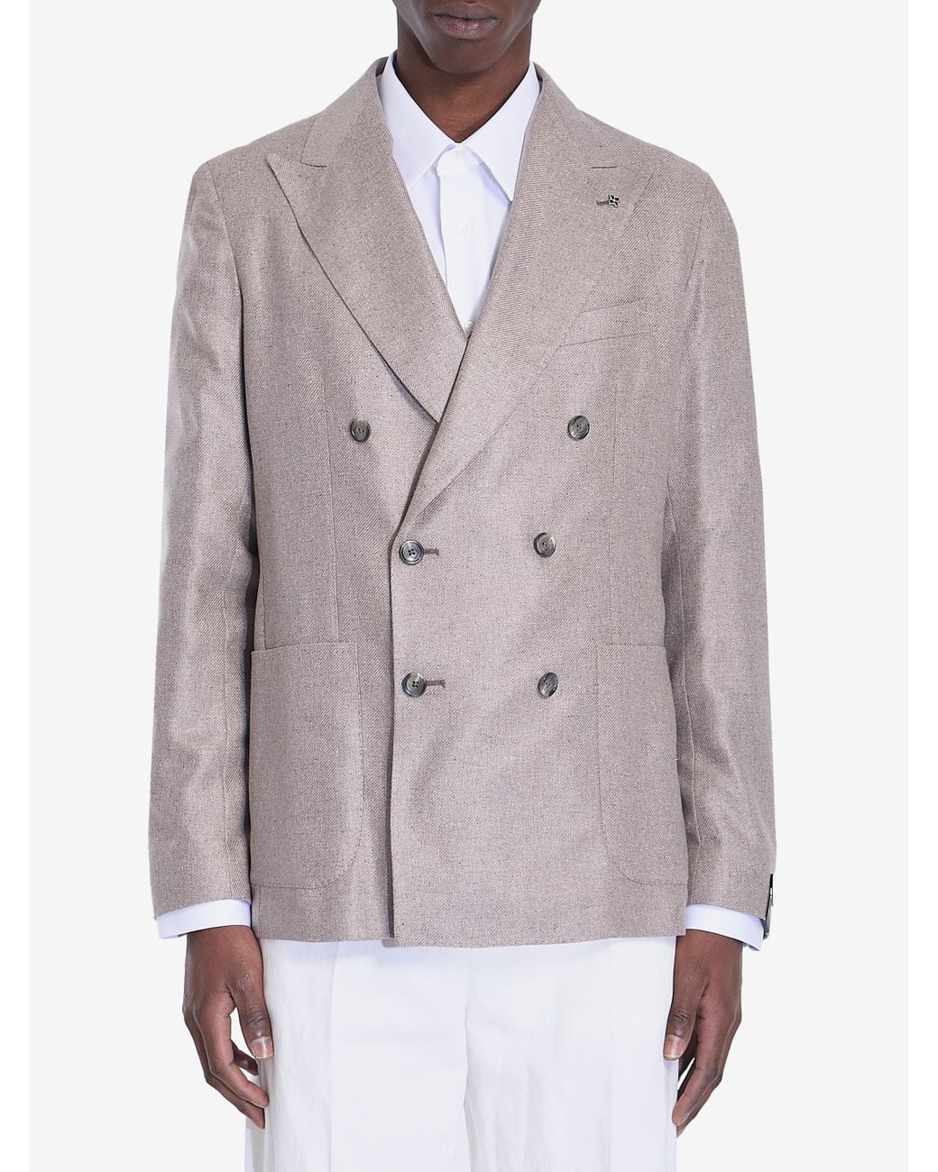Tagliatore Gray Doublebreasted Silk Jacket for men