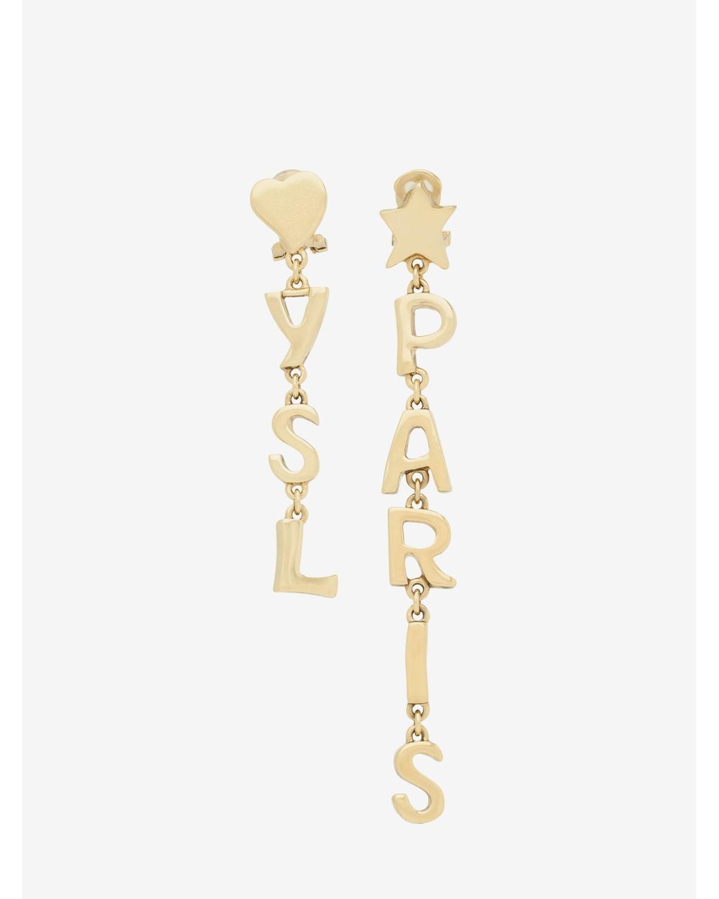 Saint Laurent White Ysl Paris Drop Earrings
