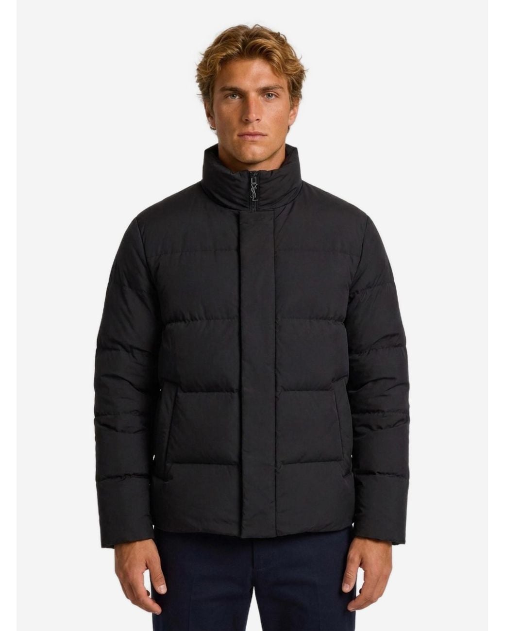Saint Laurent Black Cassandre Puffer Jacket for men