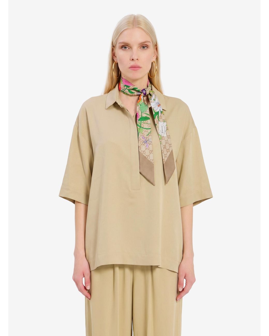 Frankie Shop Natural Eda Fluid Polo Shirt