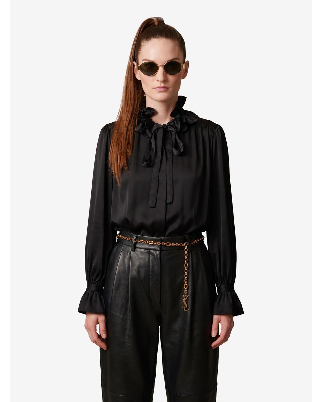 SUTTON NEW YORK Black Ruffled Shirt