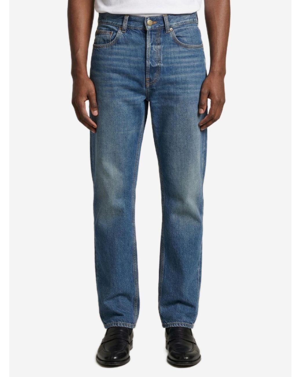 Saint Laurent Blue North Medium Straight Wideleg Jeans for men