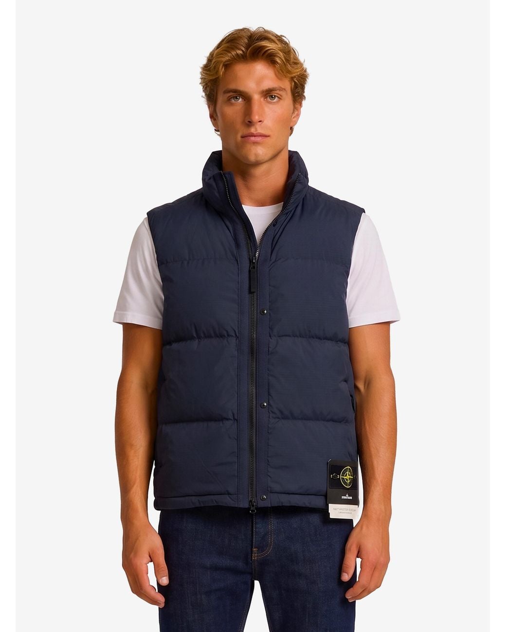 Stone Island Blue Quilted Nylon Vest for men