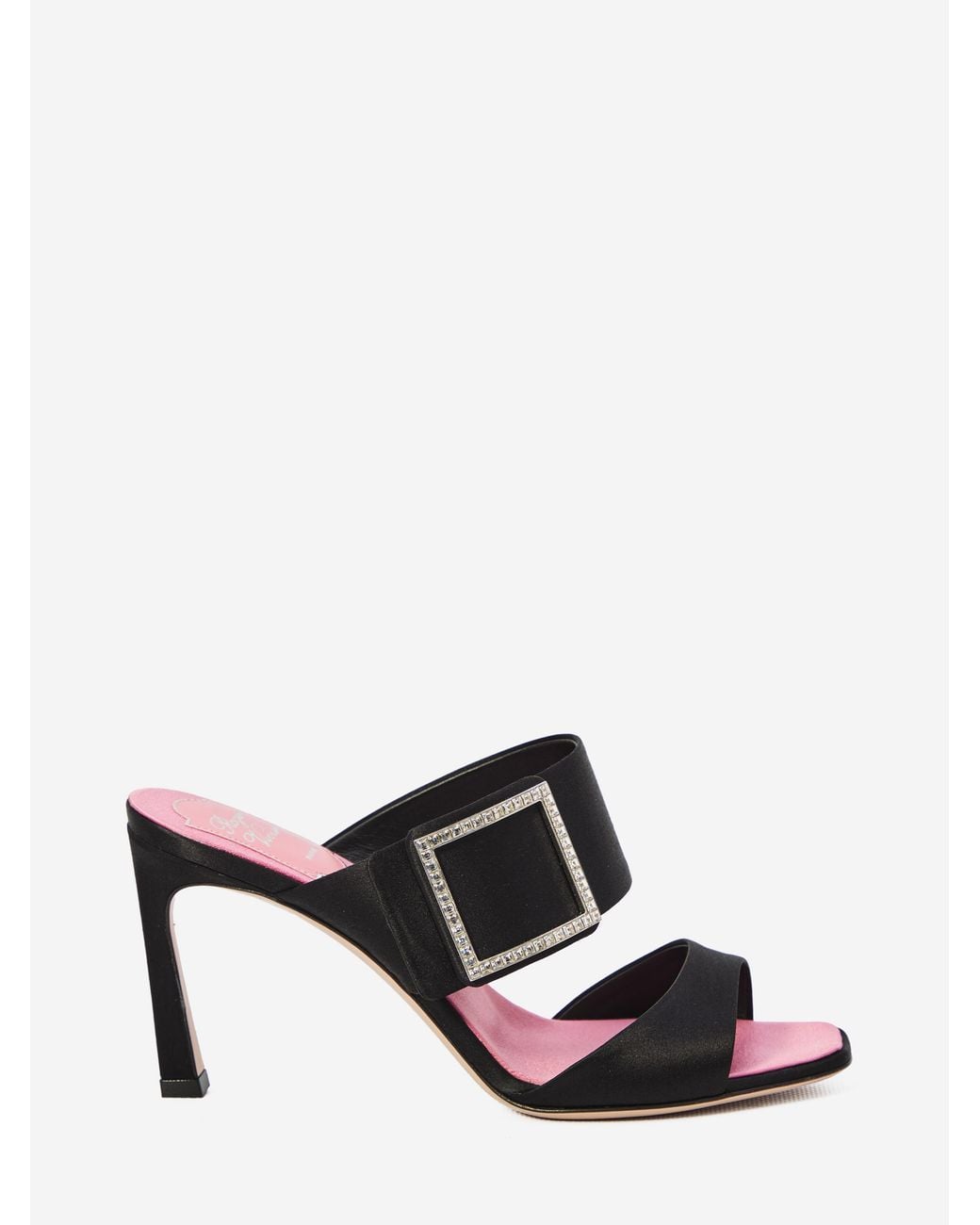 Roger Vivier Black Trompette Satin Mules