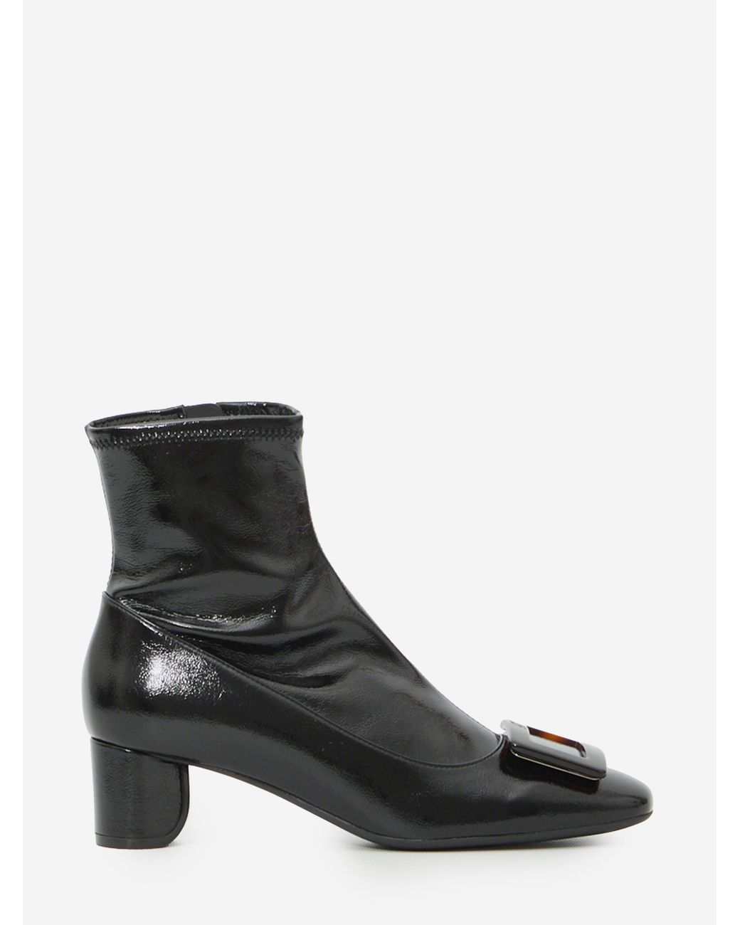 Roger Vivier Black Roundy Turtle Stretch Ankle Boots