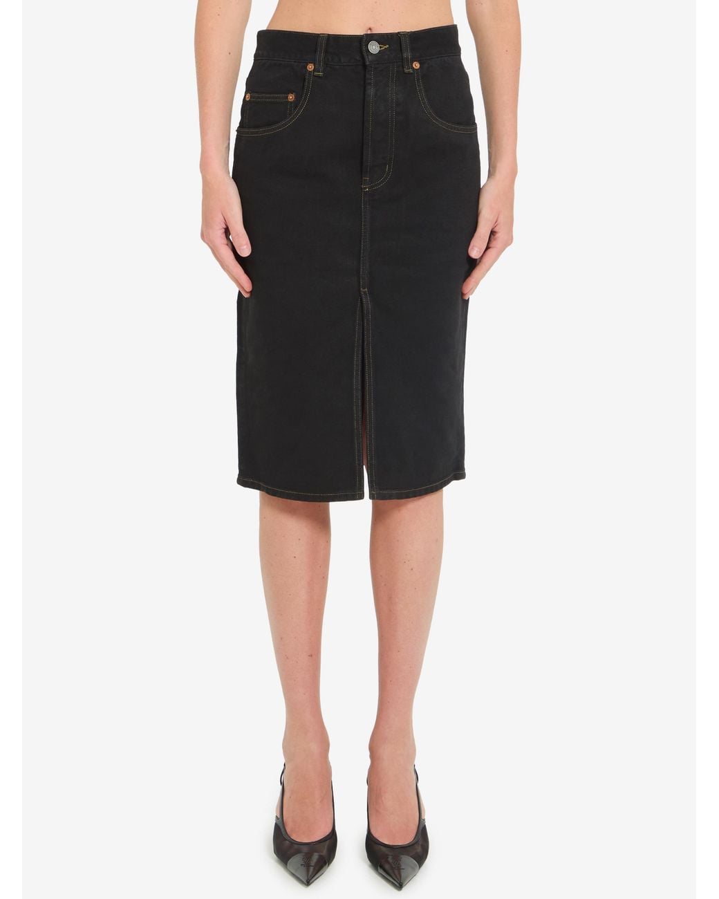 Saint Laurent Black Deep Sea Baggy Pencil Skirt