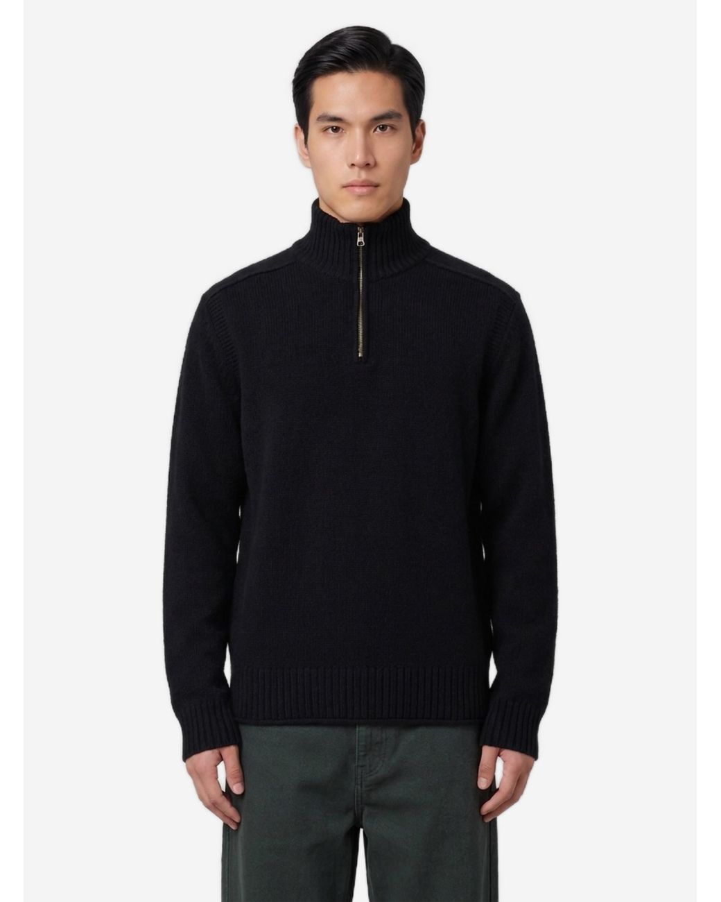 Guest In Residence Black Half Zip Turtleneck for men