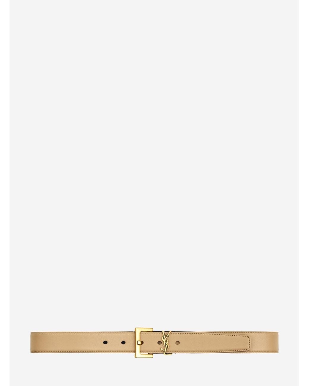 Saint Laurent White Cassandre Belt With Square Buckle