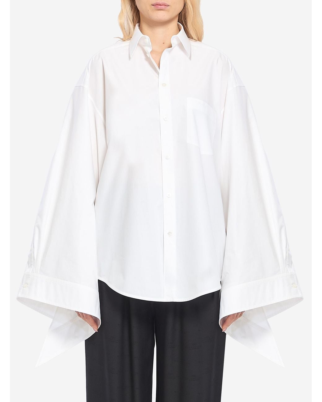 Balenciaga White Tied Cuffs Blouse