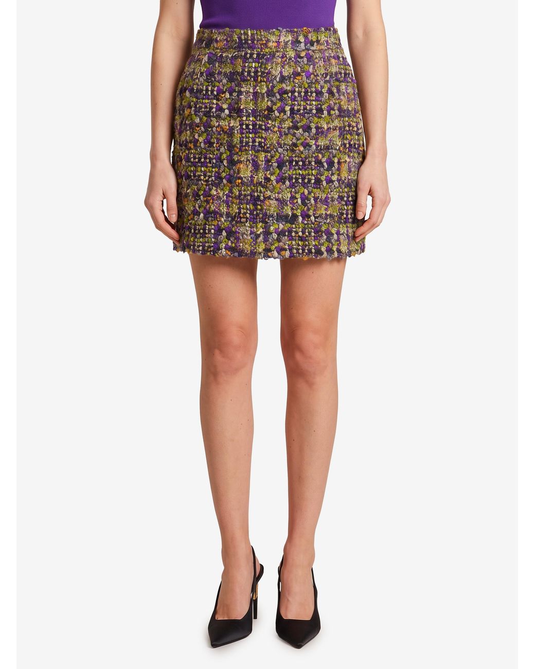 Saint Laurent Multicolor Tweed Mini Skirt