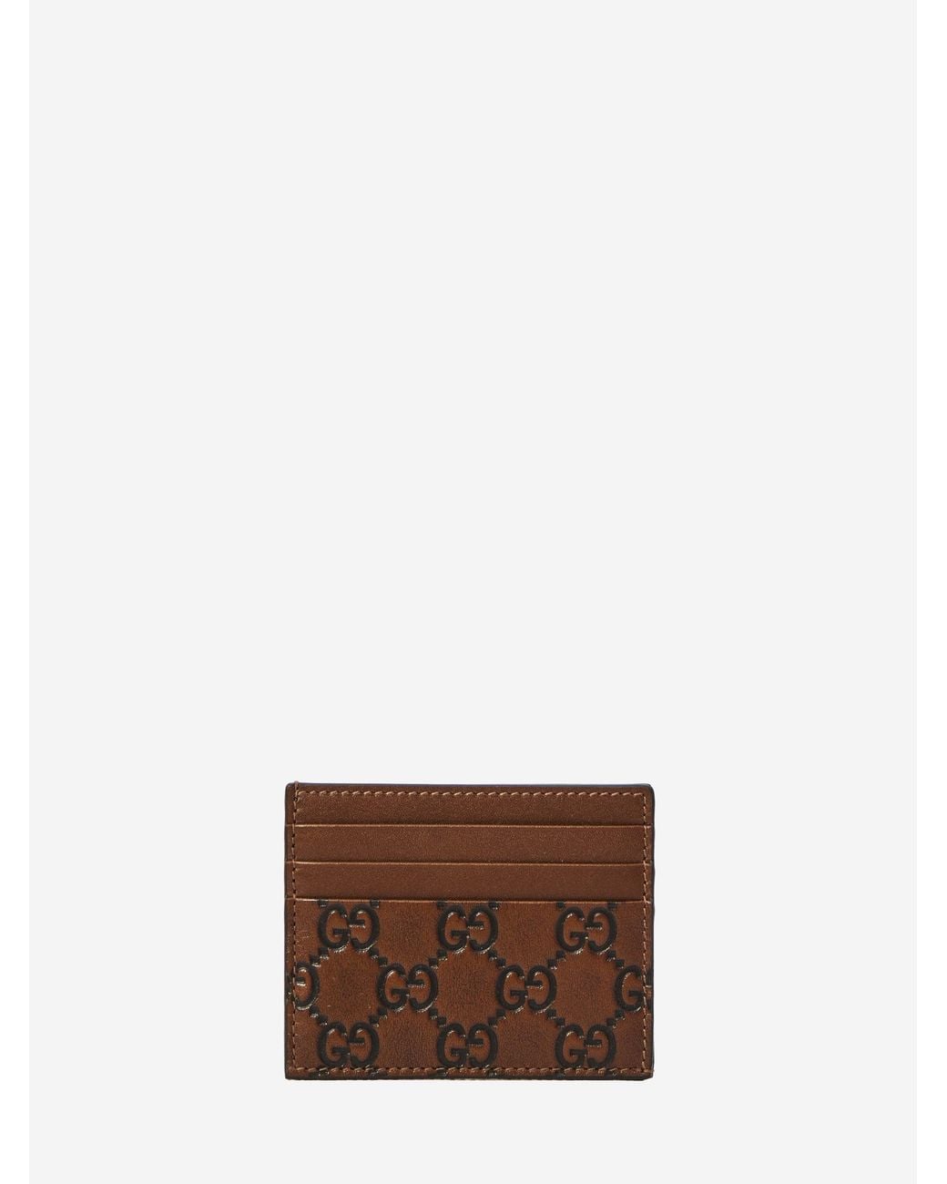 Gucci Brown Gg Emblem Card Holder for men