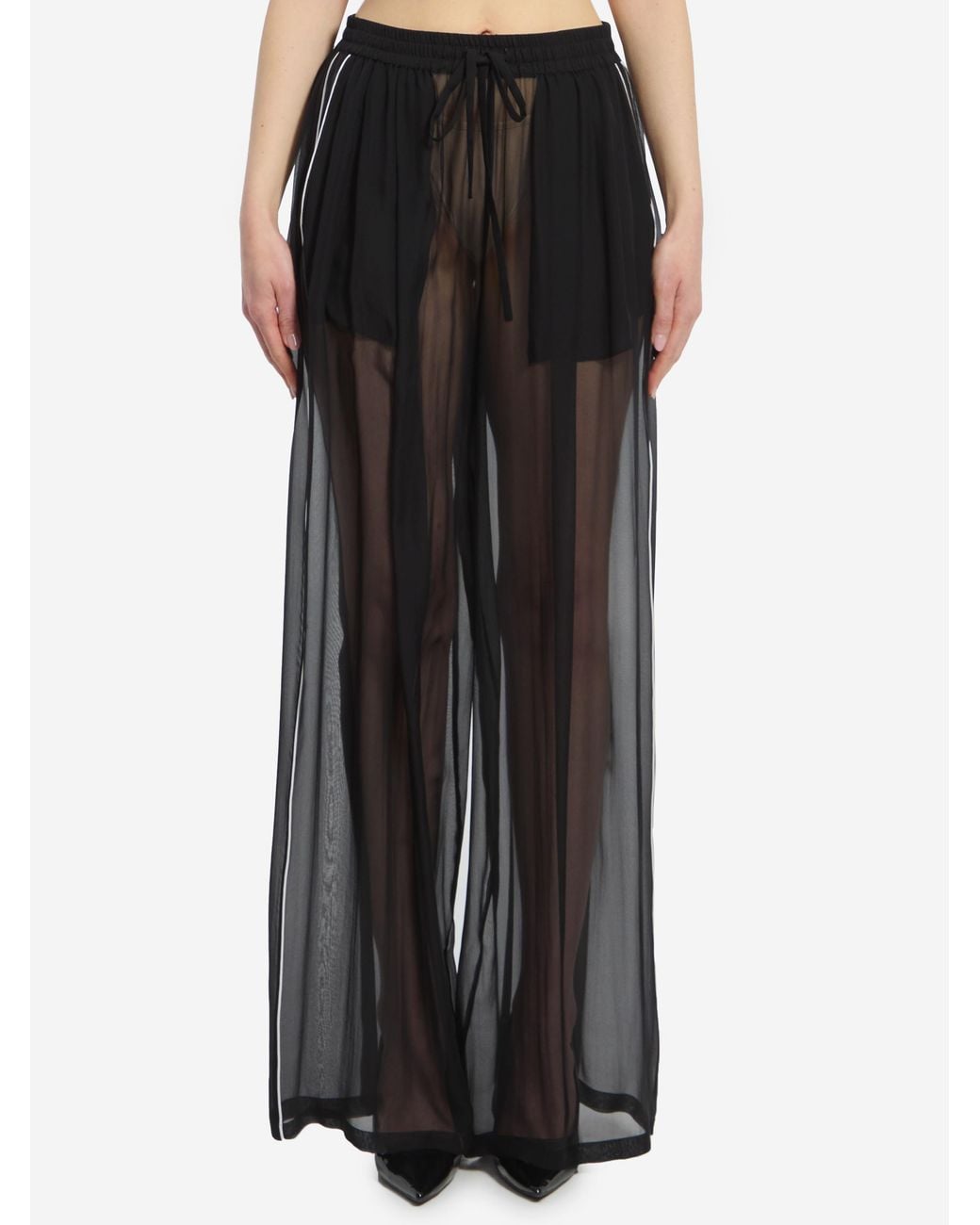 Dolce & Gabbana Black Silk Chiffon Trousers