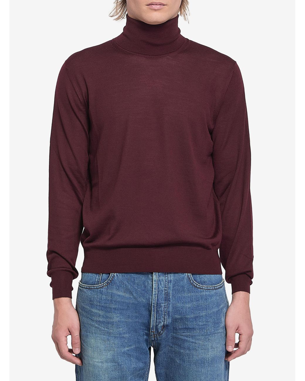 Saint Laurent Red Wool Turtleneck Sweater for men