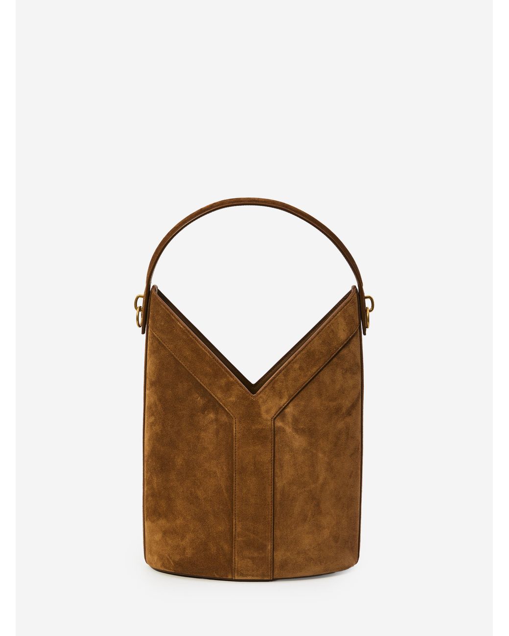 Saint Laurent Brown Y Bucket Bag Large
