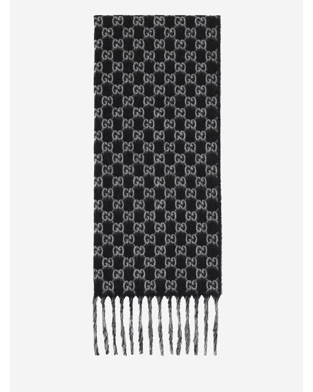 Gucci Black Wool And Cashmere Gg Scarf for men