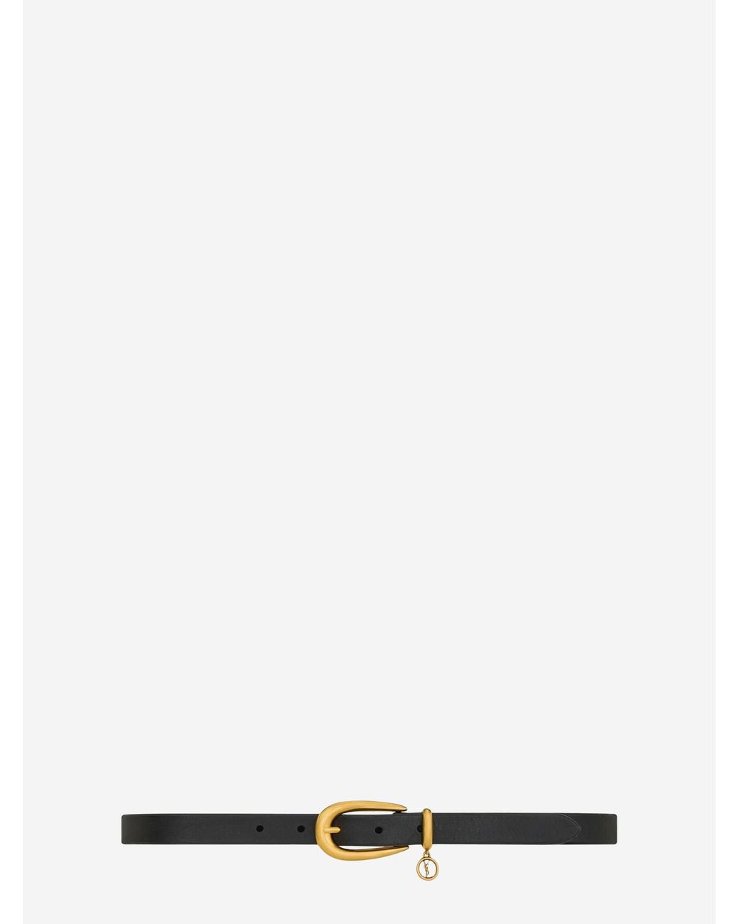 Saint Laurent White Thin Cassandre Charme Belt