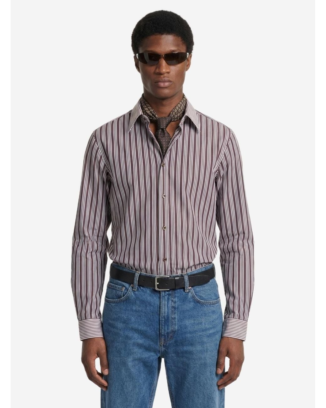 Saint Laurent Blue Winchester Striped Shirt for men