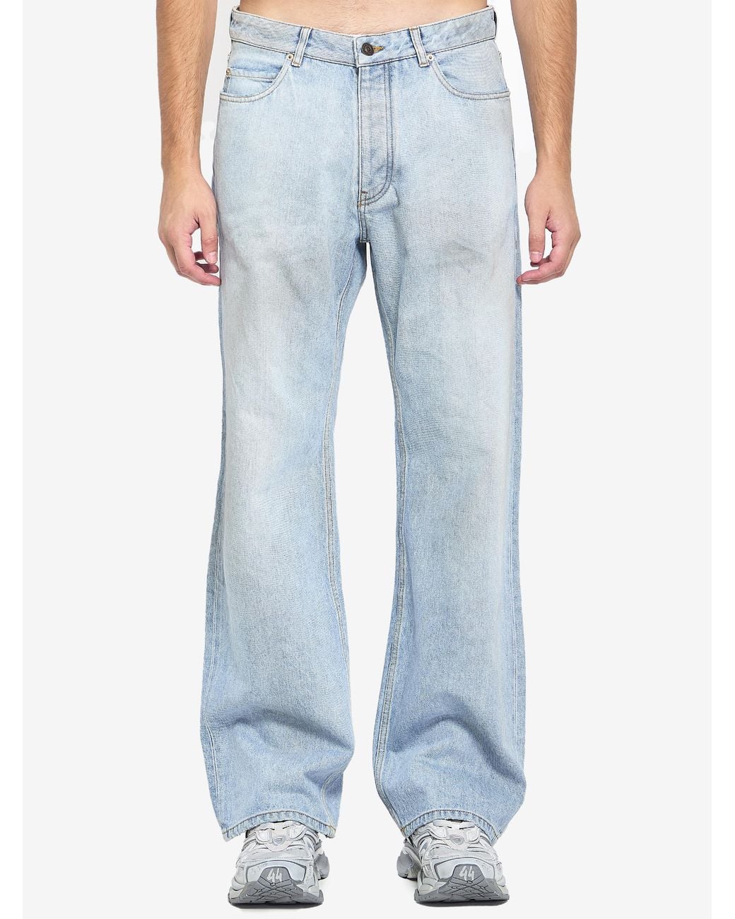 Balenciaga Blue Distressed Relaxed Jeans for men