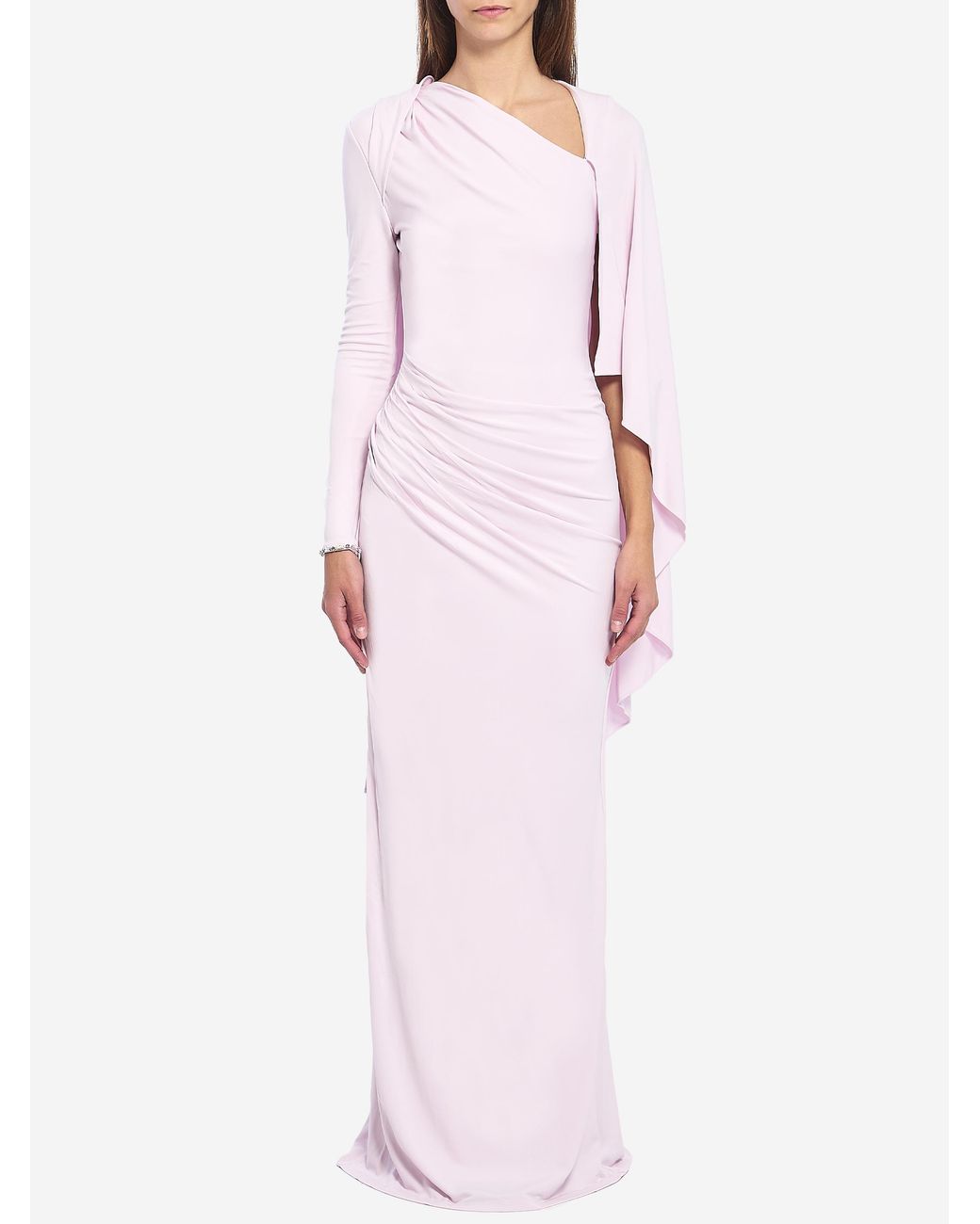 Self-Portrait Pink Jersey Drape Midi Dress
