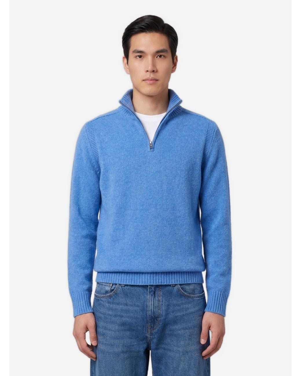 Guest In Residence Blue Delft Half Zip Turtleneck for men