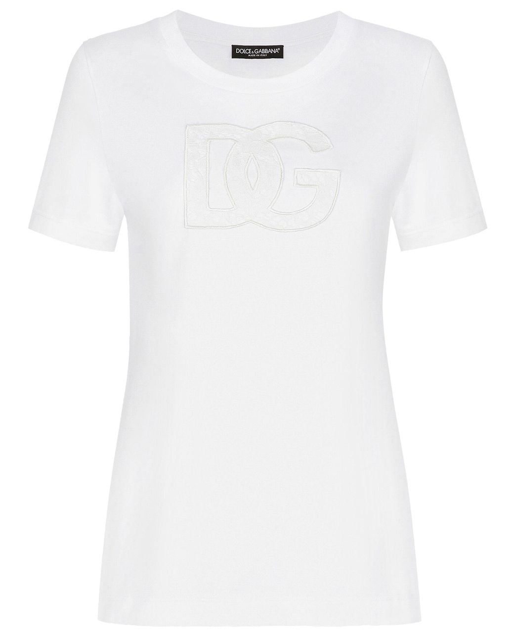 Dolce & Gabbana White Dg Logo Short-Sleeved Crewneck Tee