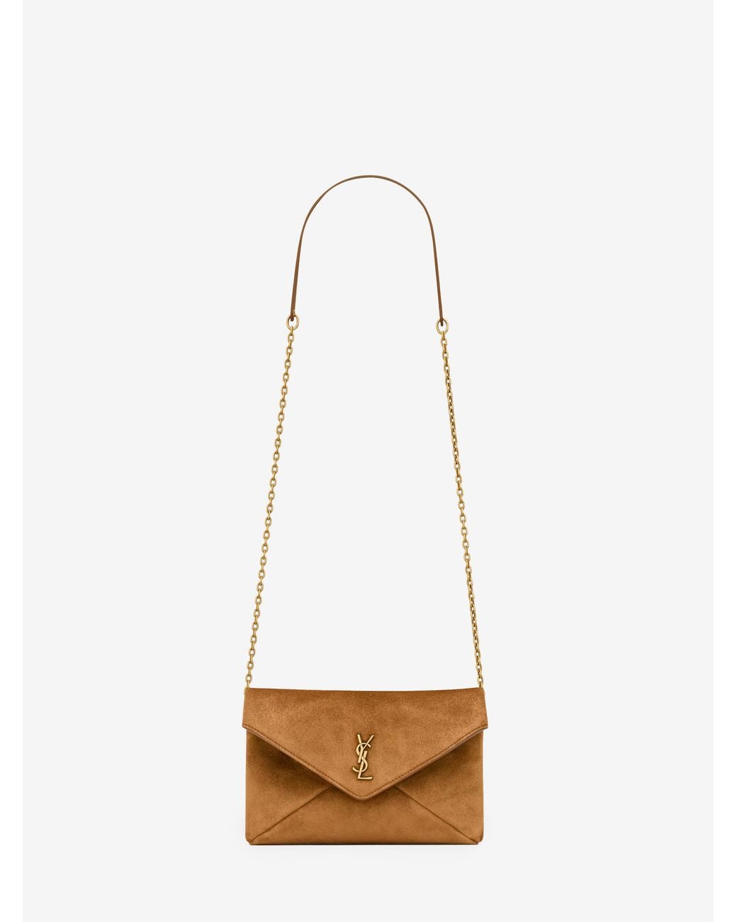 Saint Laurent White Small Cassandre Chain Pouch