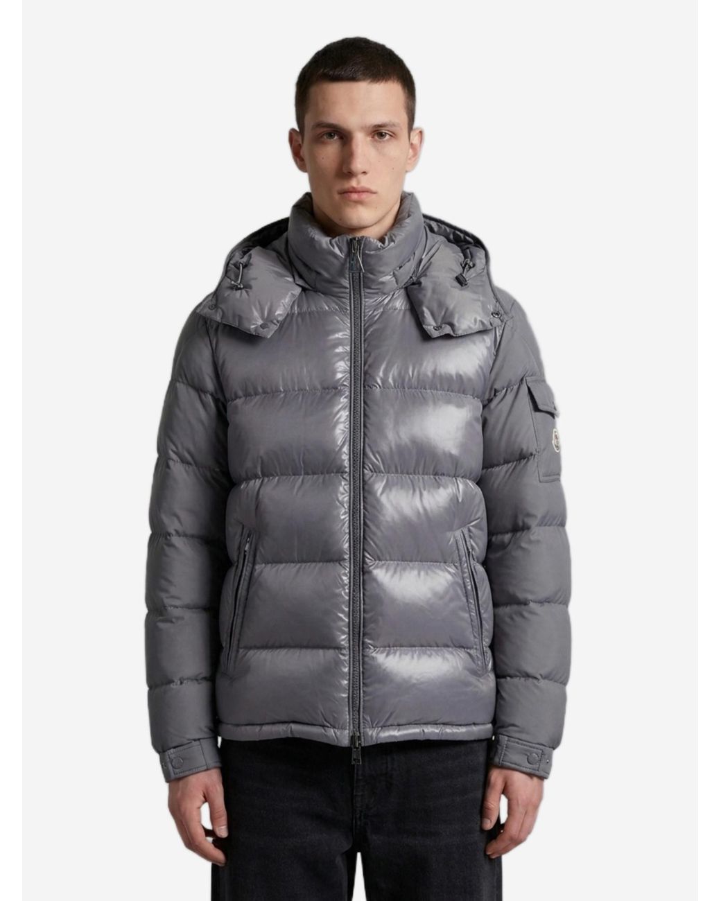 Moncler Gray Short Maya Down Jacket for men