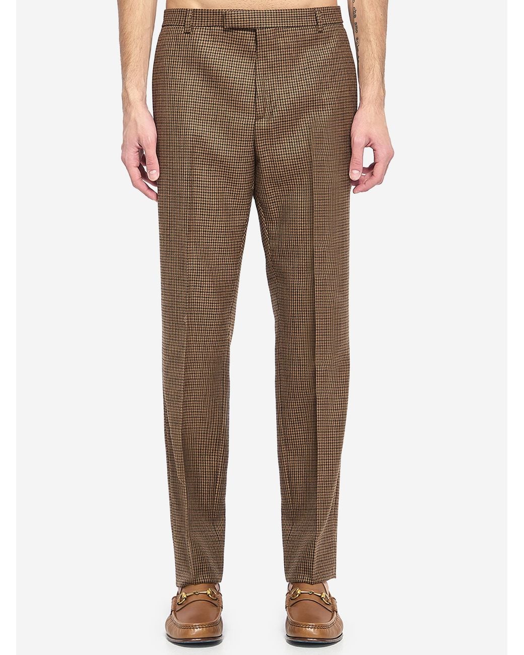 Gucci Brown Wool Tweed Trousers for men