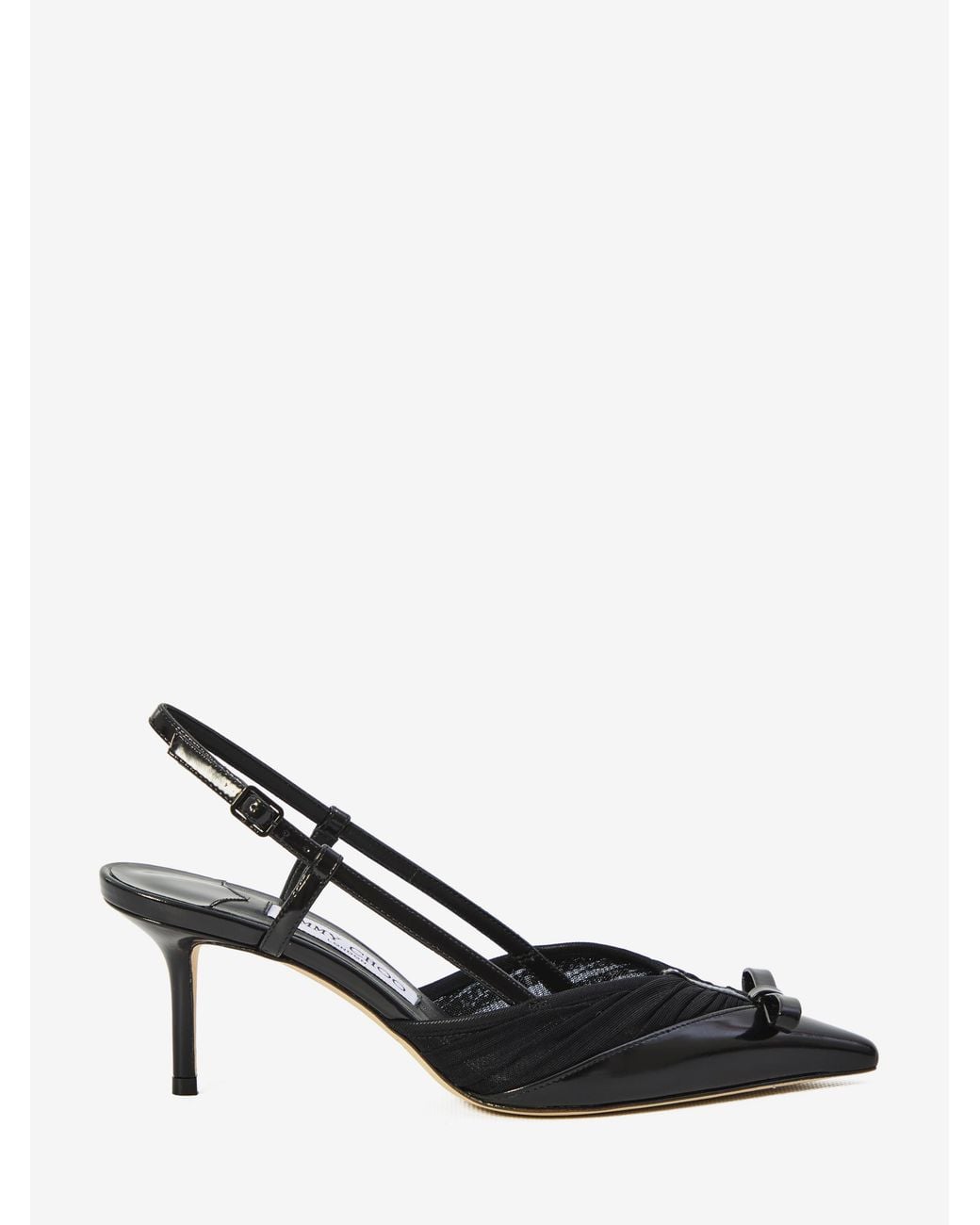Jimmy Choo Black Afia Mesh Slingback Pumps