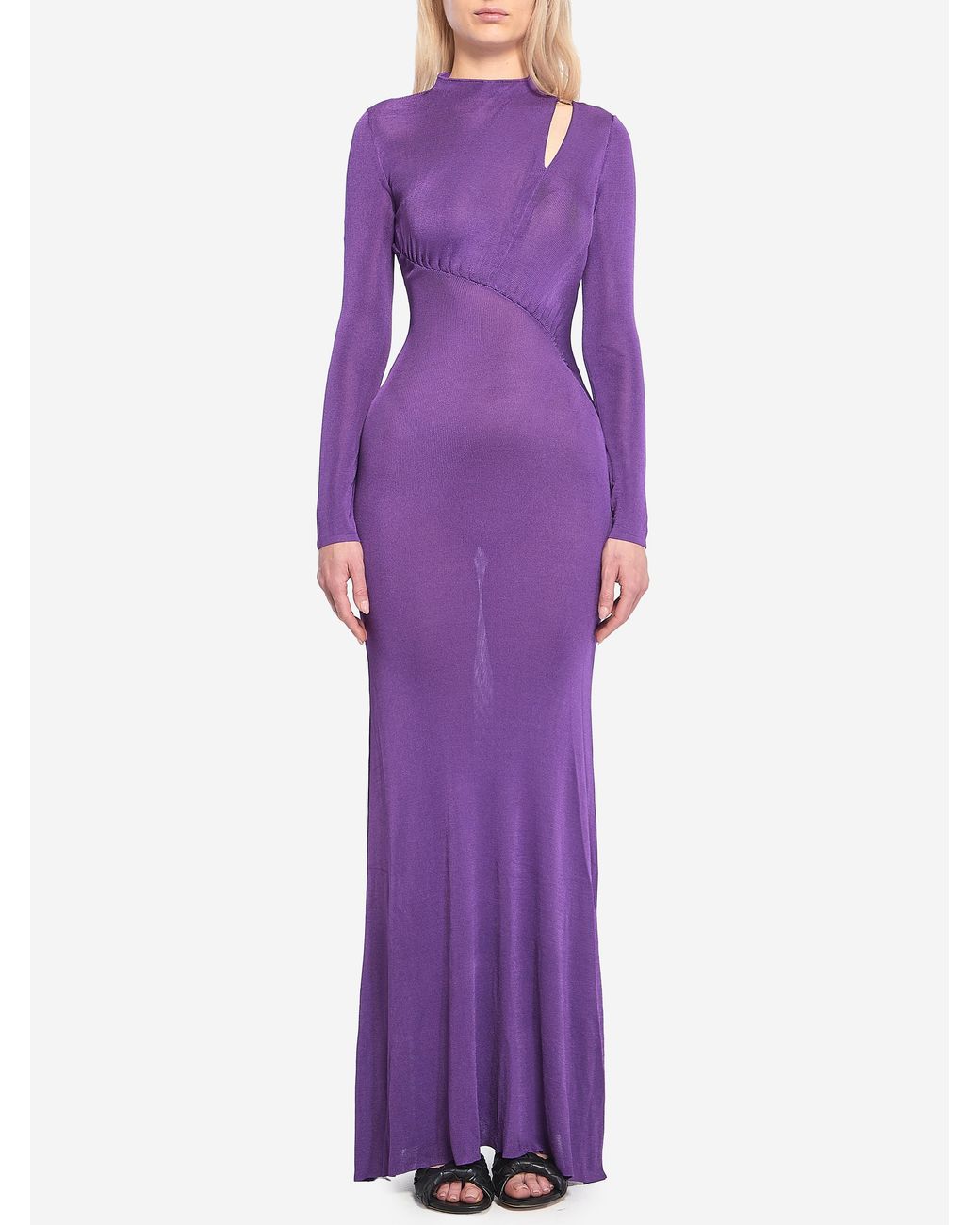 Self-Portrait Purple Long Dress With Cutout