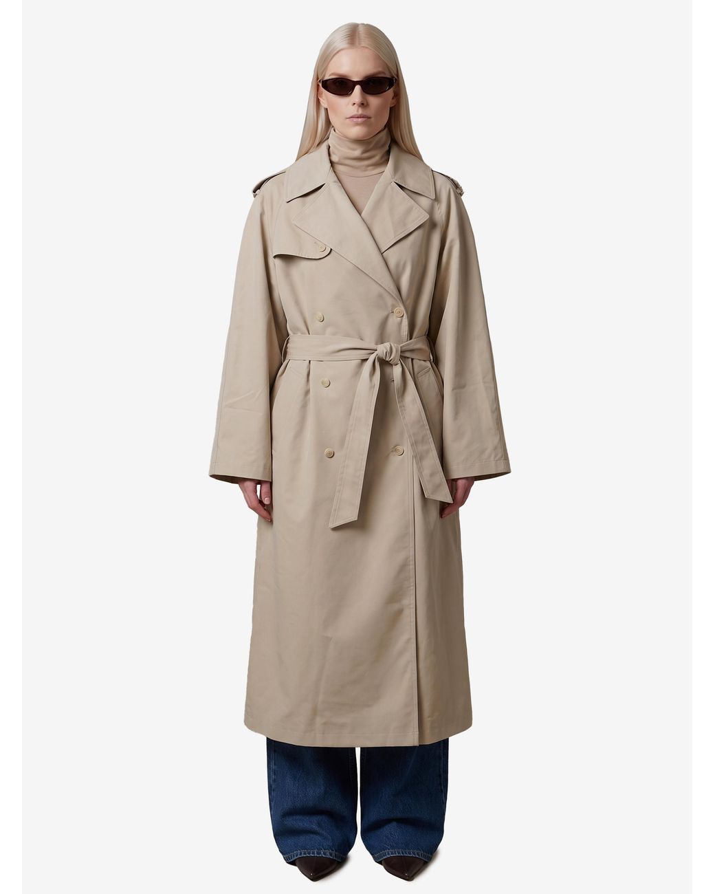 Frankie Shop Natural Riva Cotton Trench Coat