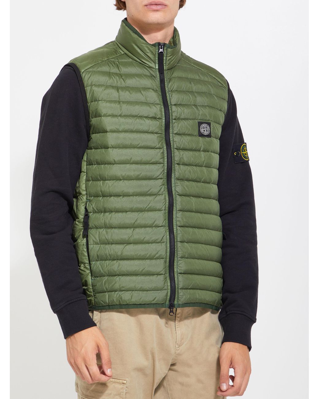 Stone Island Military Green Down Vest for Men | Lyst