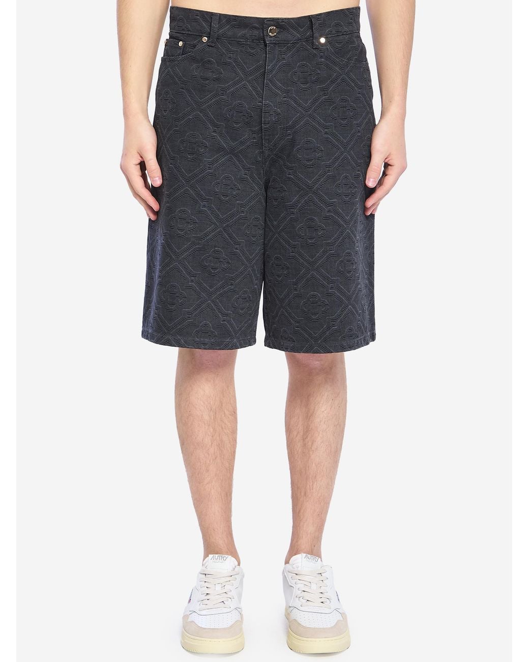 Casablanca Black Laser Monogram Denim Shorts for men