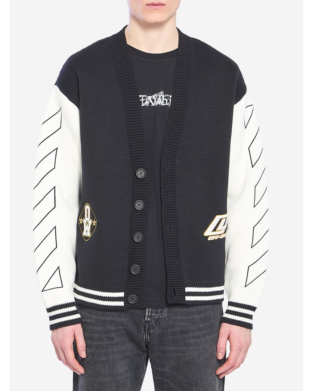 Off-White c/o Virgil Abloh Black Varsity Cardigan for men