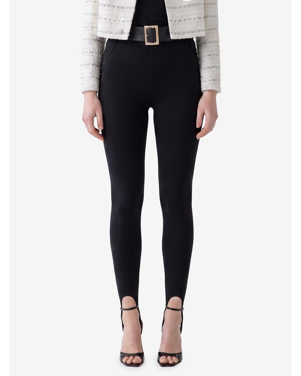 Self-Portrait Blue Knit Stirrup Leggins