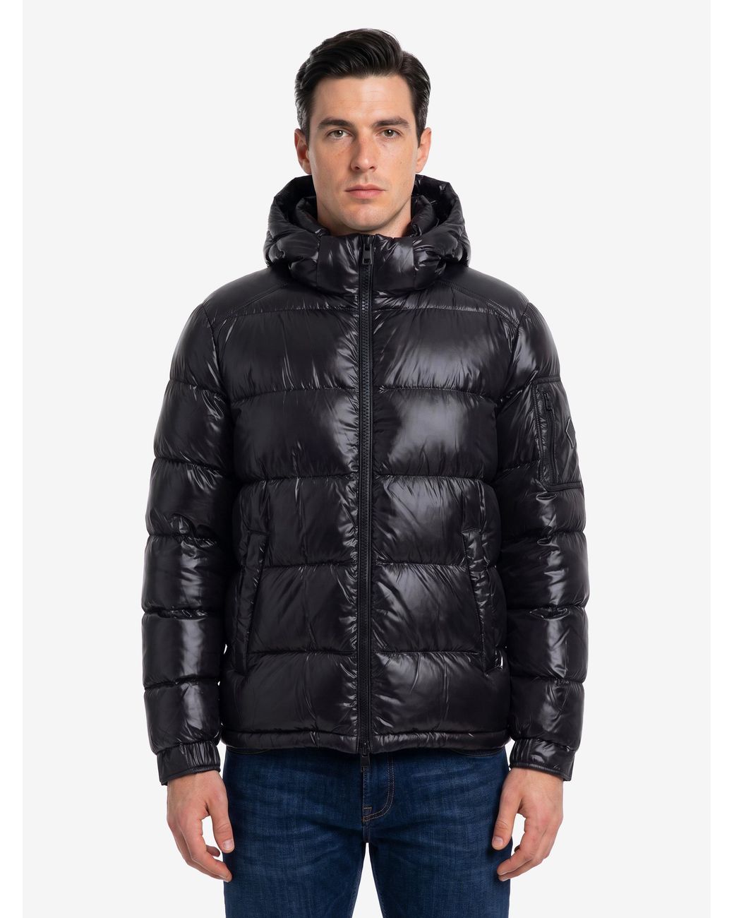 Herno Blue Polar Tech Hooded Down Jacket for men