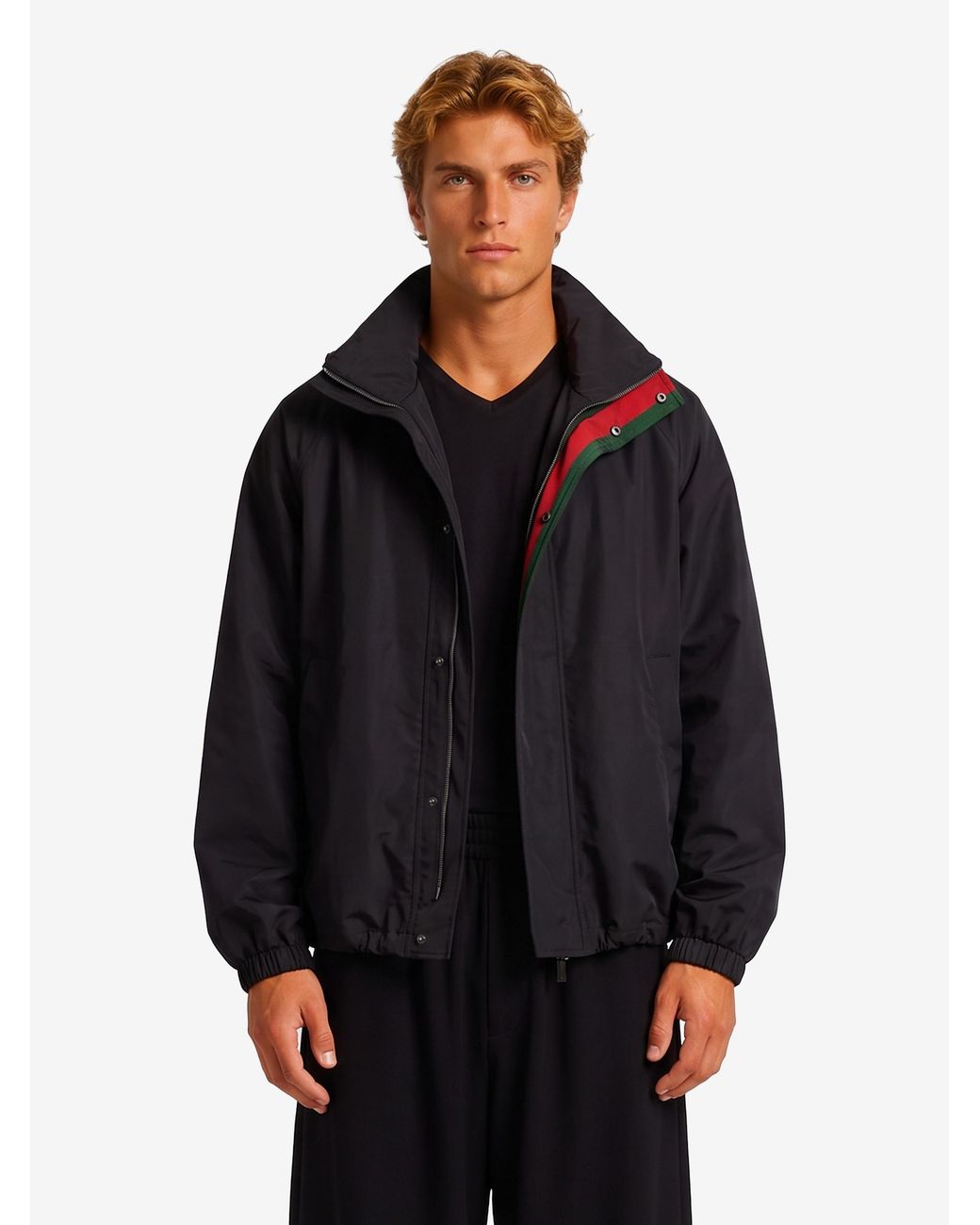 Gucci Black Compact Cotton Jacket With Zip for men