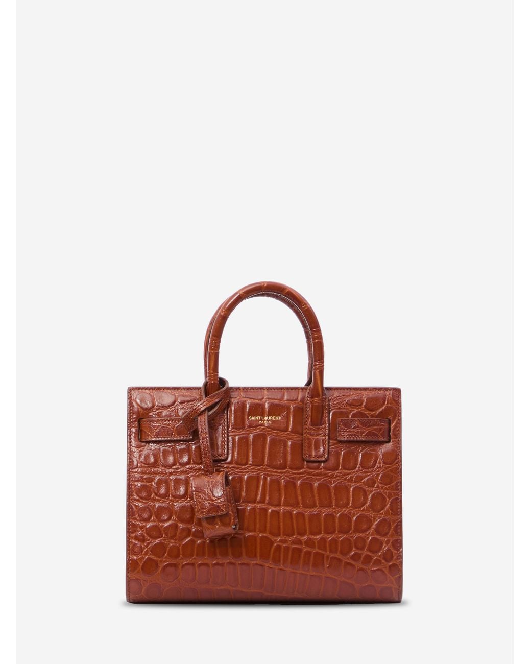 Saint Laurent Red Sac De Jour Nano Crocodile Bag