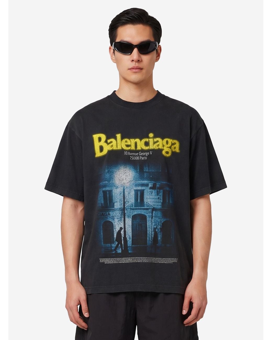 Balenciaga Black Medium Fit The Address Tshirt for men