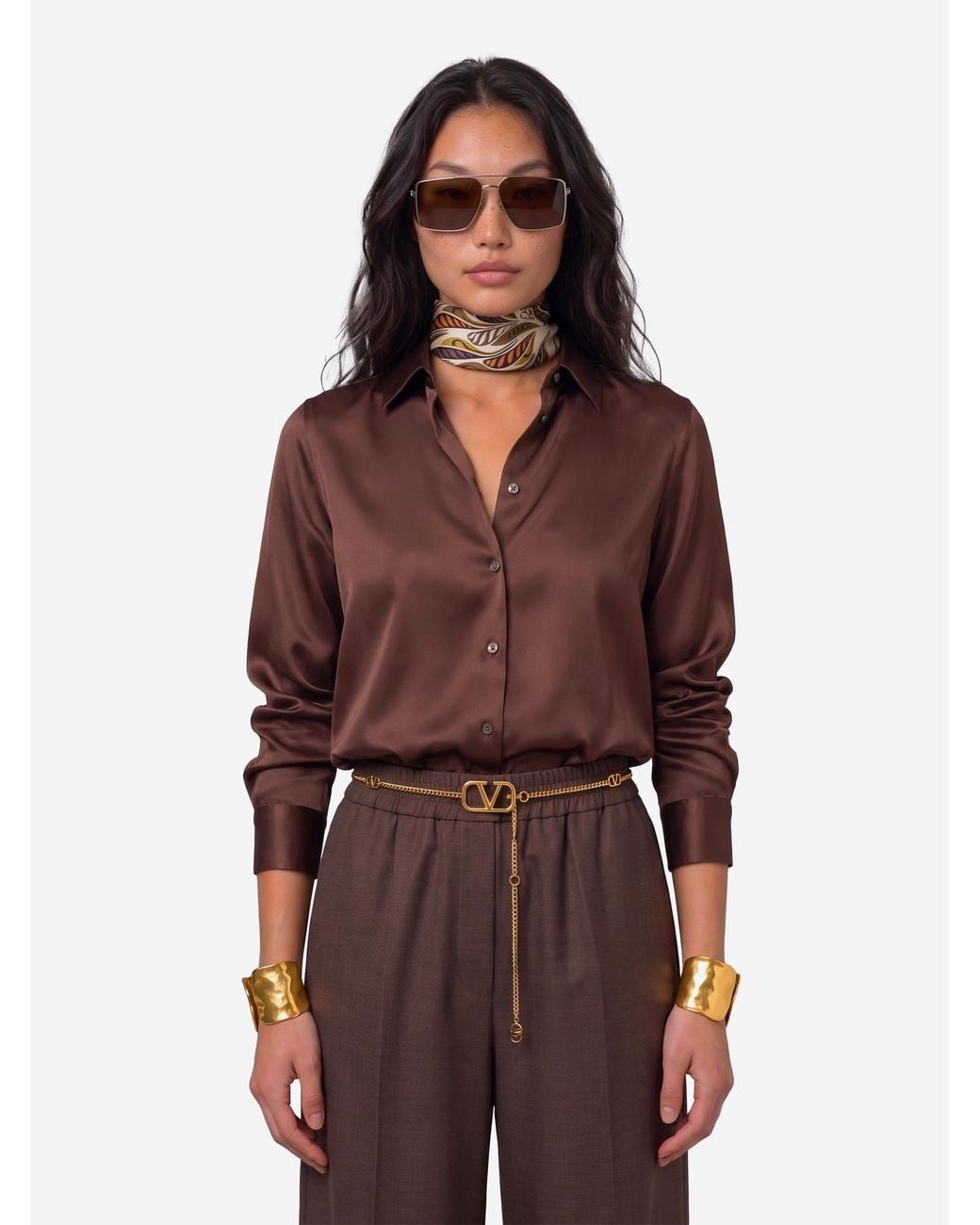 SUTTON NEW YORK Red Stretch Silk Shirt