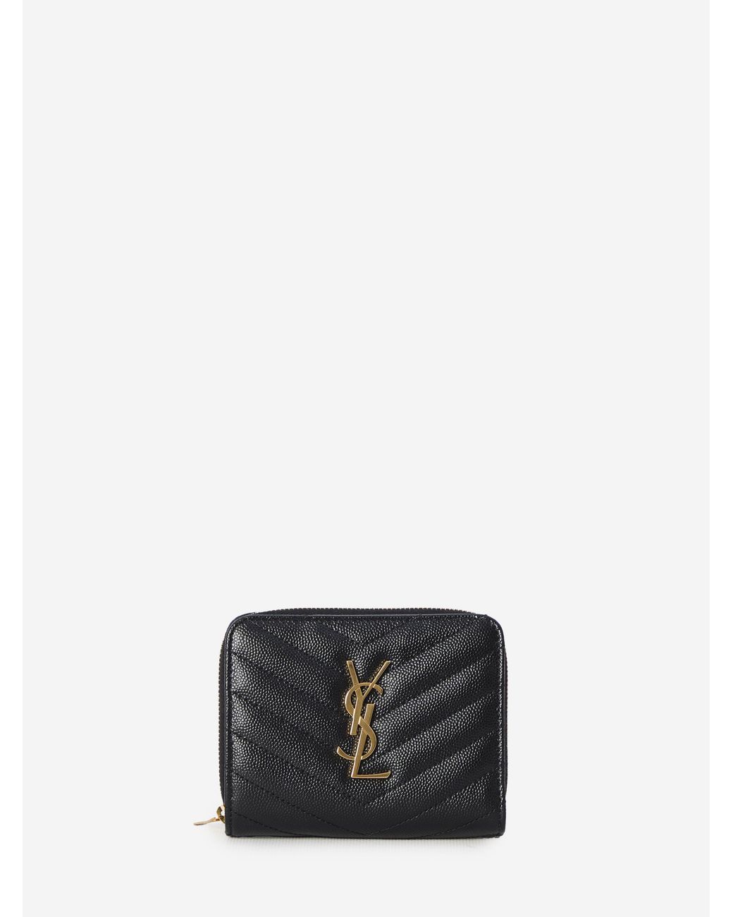 Saint Laurent Black Cassandre Matelass Compact Wallet