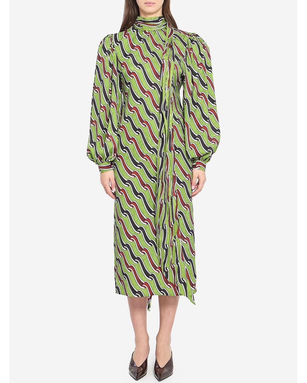 Gucci Green Printed Silk Dress