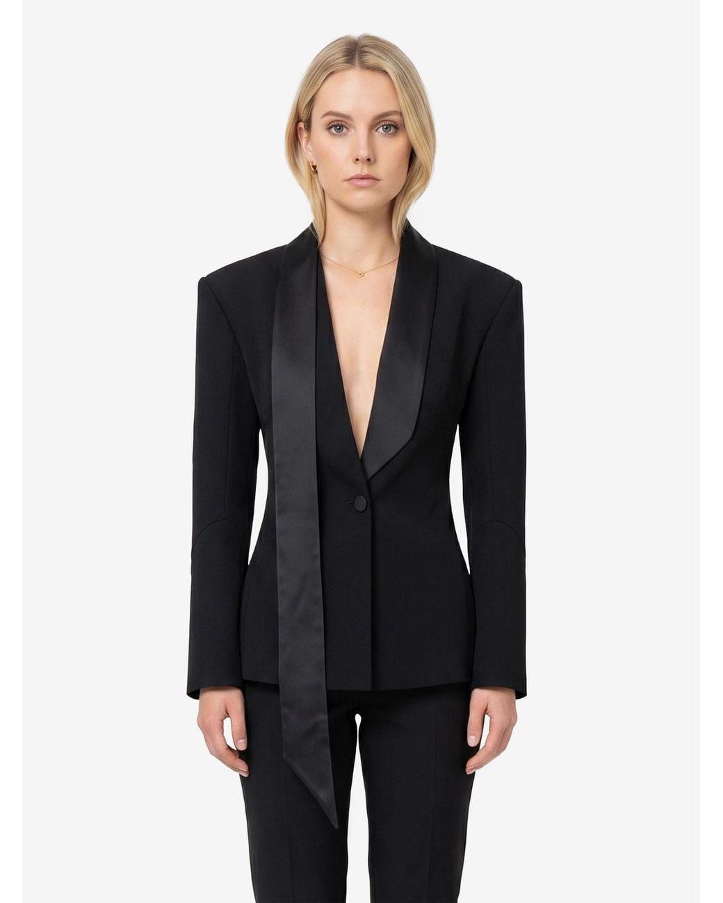 The Attico Blue Singlebreasted Tuxedo Jacket